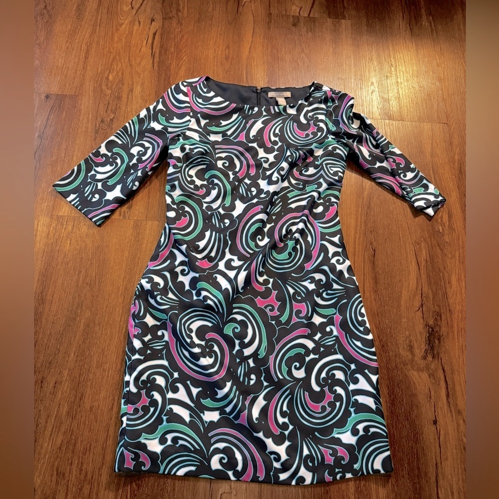 Banana Republic Shift Dress Size 4 Retro Paisley Pattern Swirl
